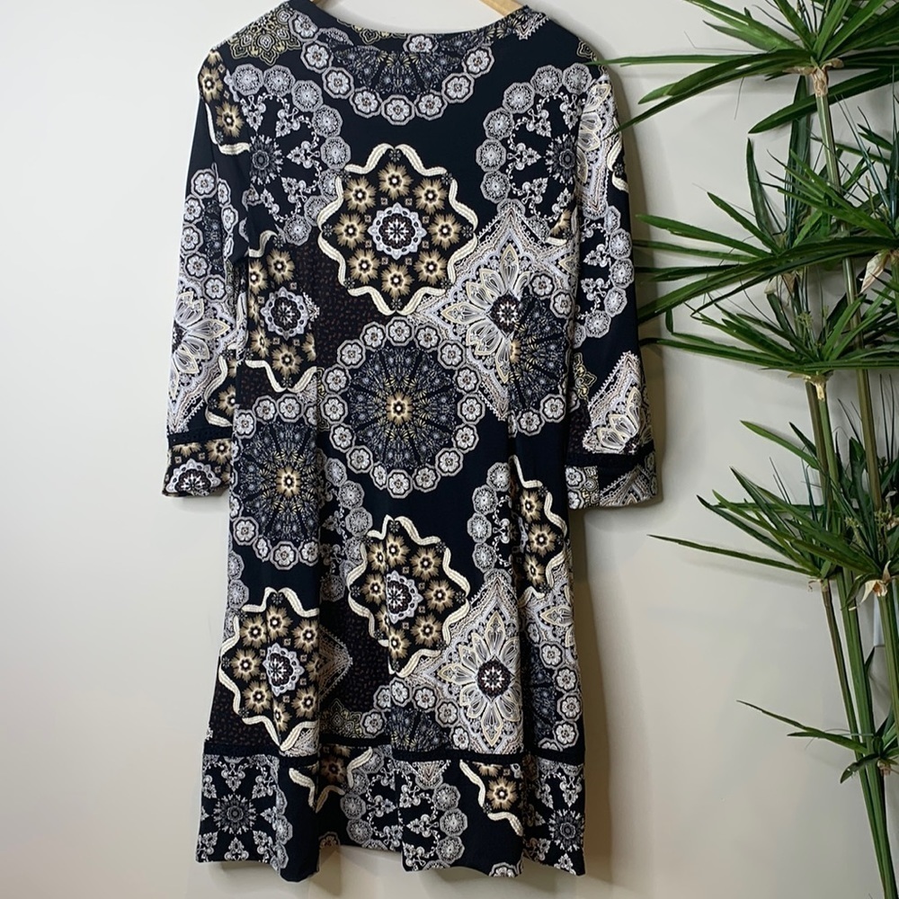Signature Robbie Bee | Navy Pocket Round Neck Graphic Print Dress L - Picture 16 of 16